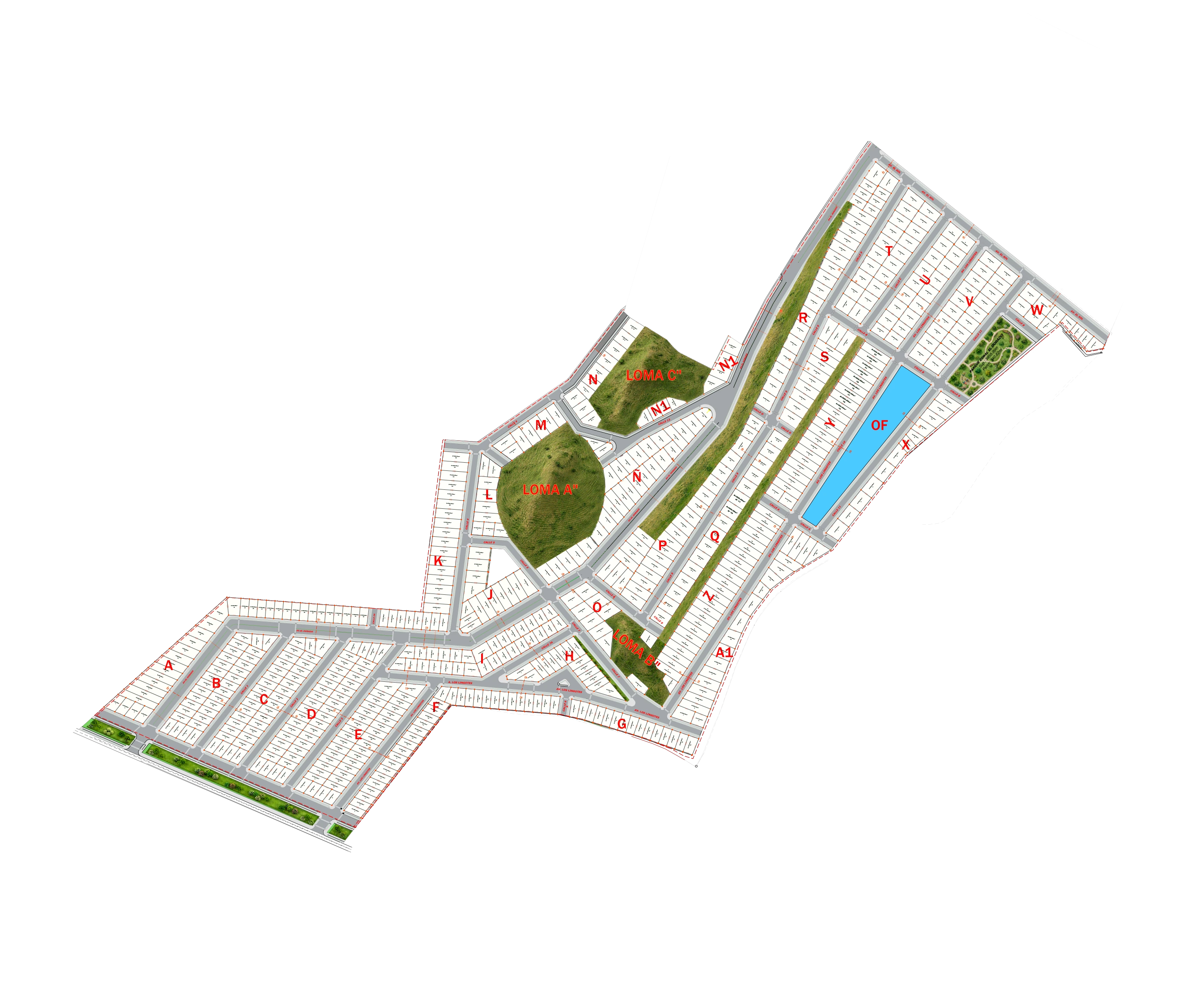 Plano de lotización de Ciudad de Oro